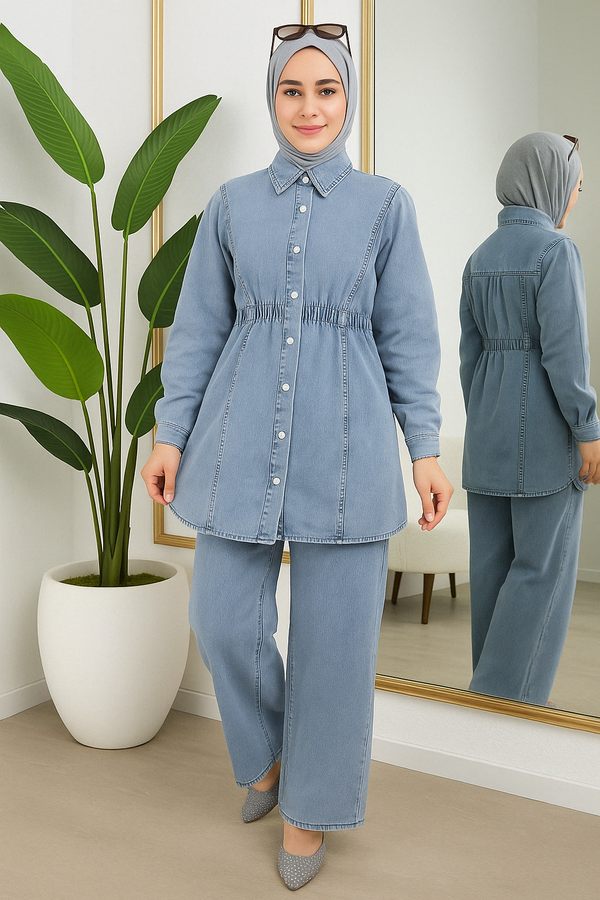 Ritaj Set | Full Buttoned Denim Modest Outfit