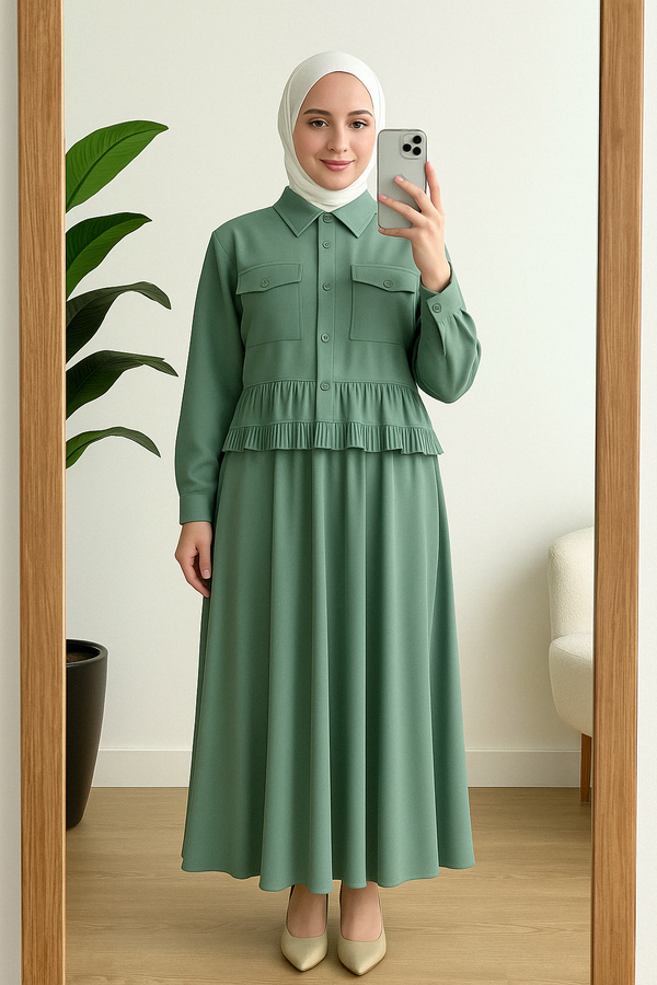 Yasmin Set | Pleated Skirt Two-Piece for Feminine Modesty